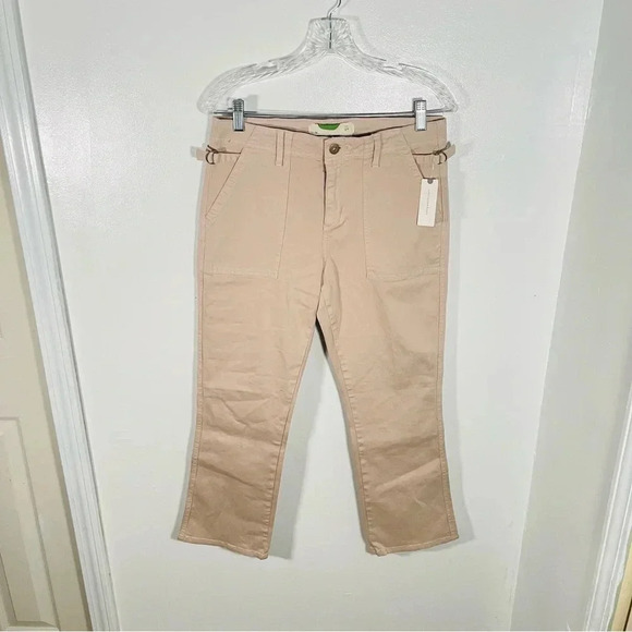 NEW Anthropologie Cropped Utility Khaki Pants Neutral Contemporary Modest Office - Picture 2 of 8